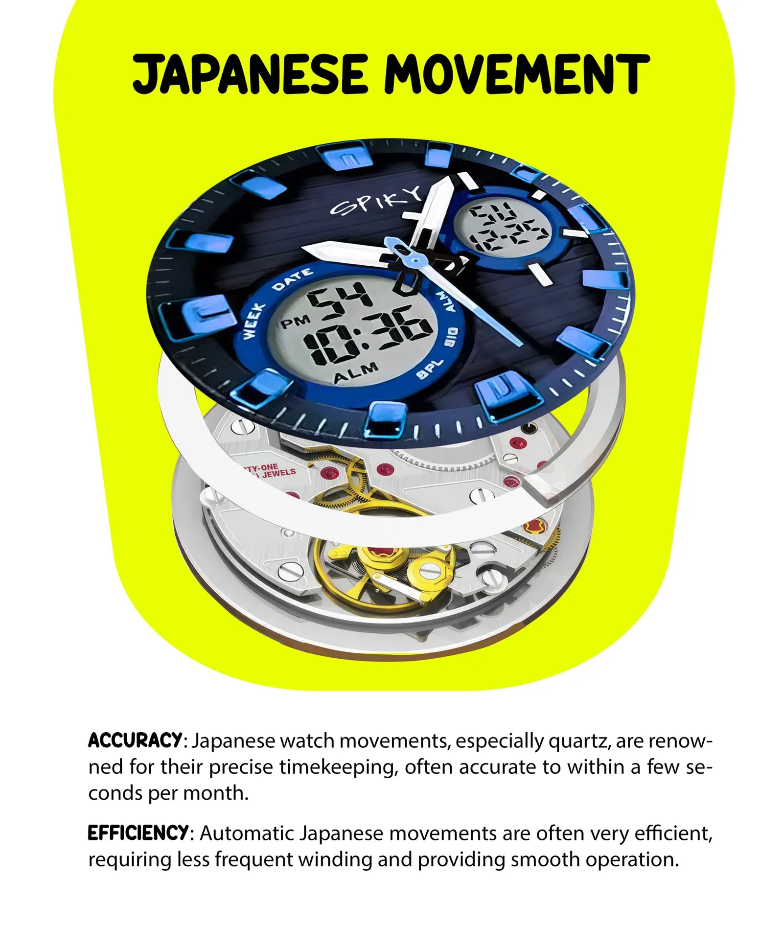 Spiky Eva29 Round Multifunctional Digital Sports Watch - Orange