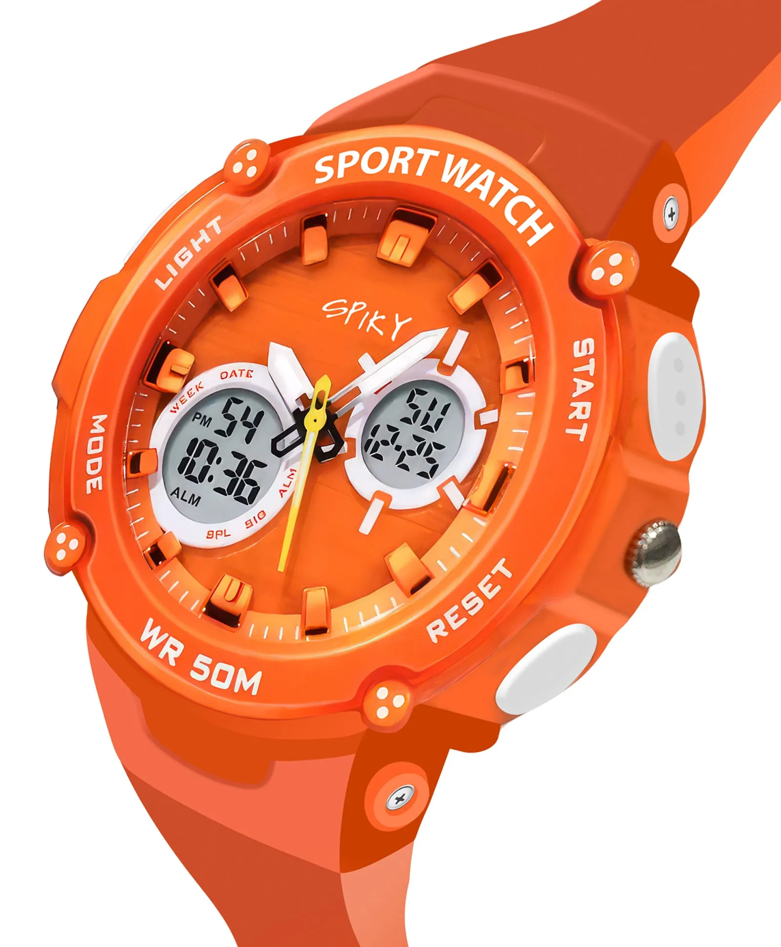 Spiky Eva29 Round Multifunctional Digital Sports Watch - Orange