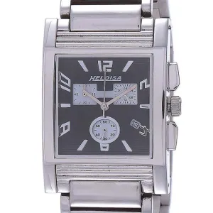 Stainless Steel with Black Dial Rectangular Case Chronograph Watch For Men - Heloisa 76120216