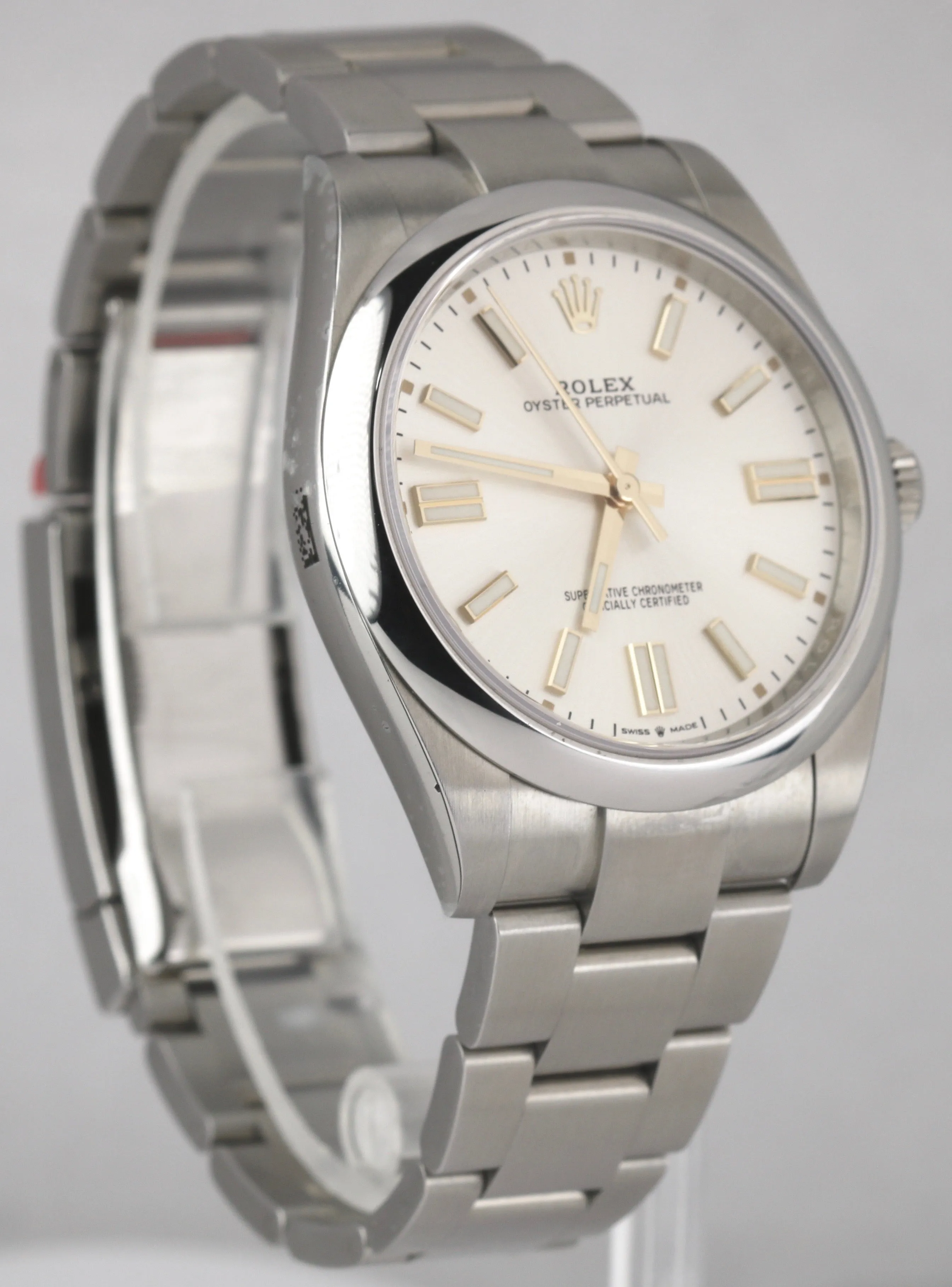 STICKERED NEW 2021 Rolex Oyster Perpetual 41mm SILVER GOLD Oyster Watch 124300