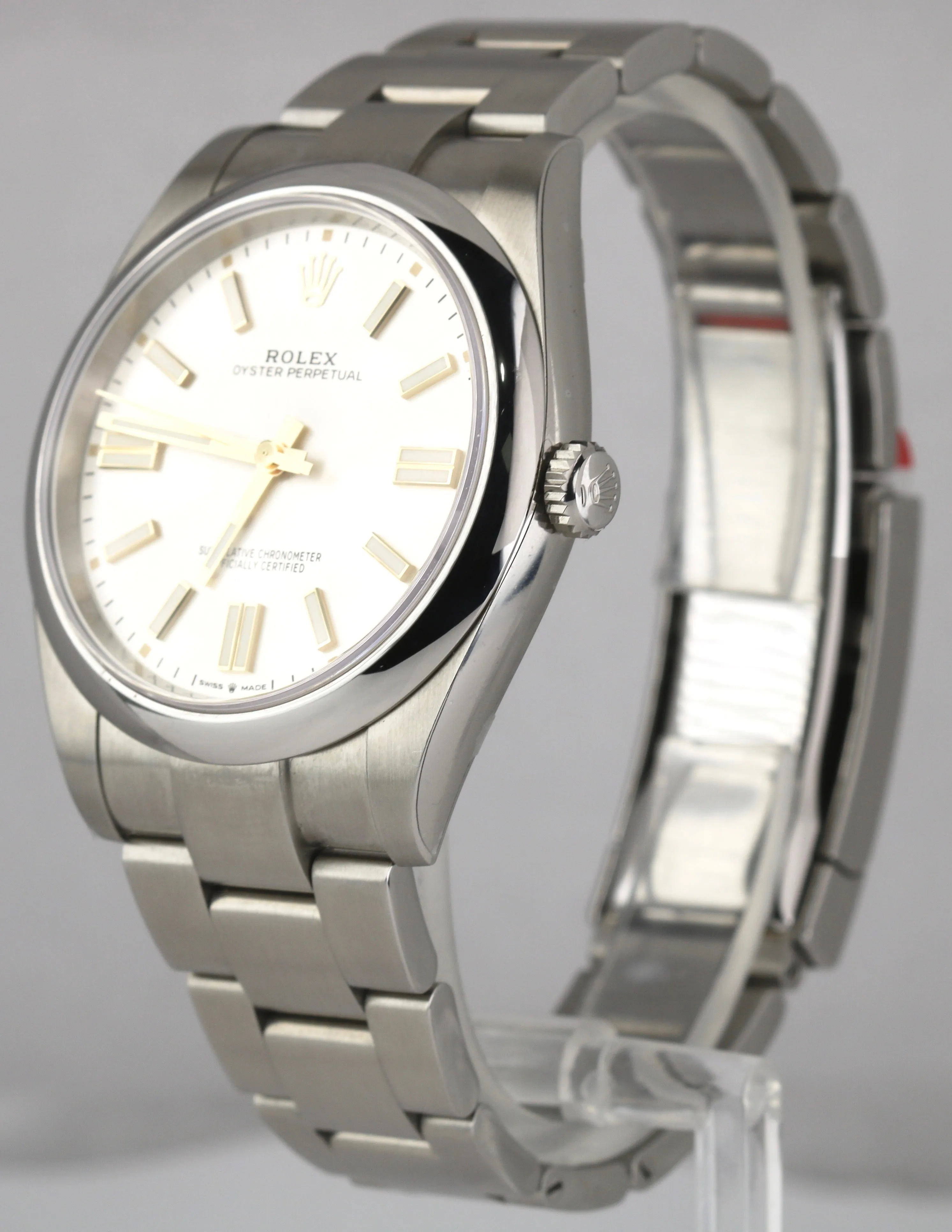 STICKERED NEW 2021 Rolex Oyster Perpetual 41mm SILVER GOLD Oyster Watch 124300