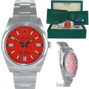 STICKERS NEW 2021 PAPERS Rolex Oyster Perpetual 41mm Coral Red Watch 124300 Box