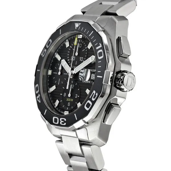 Tag Heuer Aquaracer Calibre 16 Silver Stainless Steel Black Dial Automatic Watch for Gents- CAY211A.BA0927