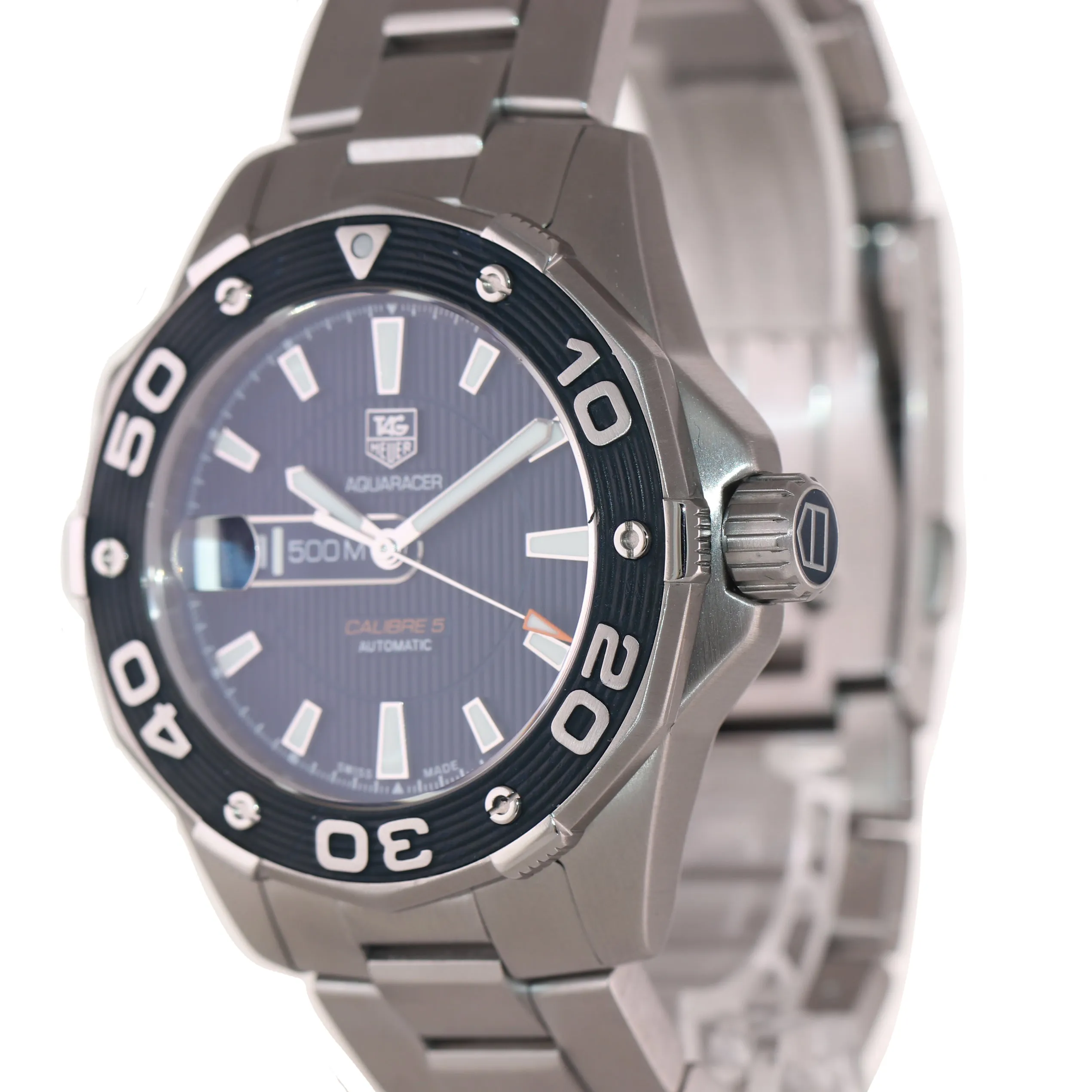 Tag Heuer Aquaracer Calibre 5 WAJ2112 Automatic Steel Blue Date Dive Watch