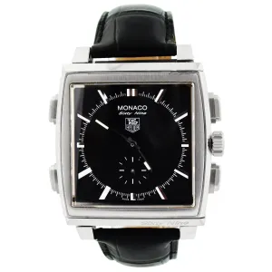 Tag Heuer Men's Monaco Sixty-Nine Stainless Steel 41x39mm Black Stick Dial & Digital Dial Rectangle Watch Reference #: CW9110-0