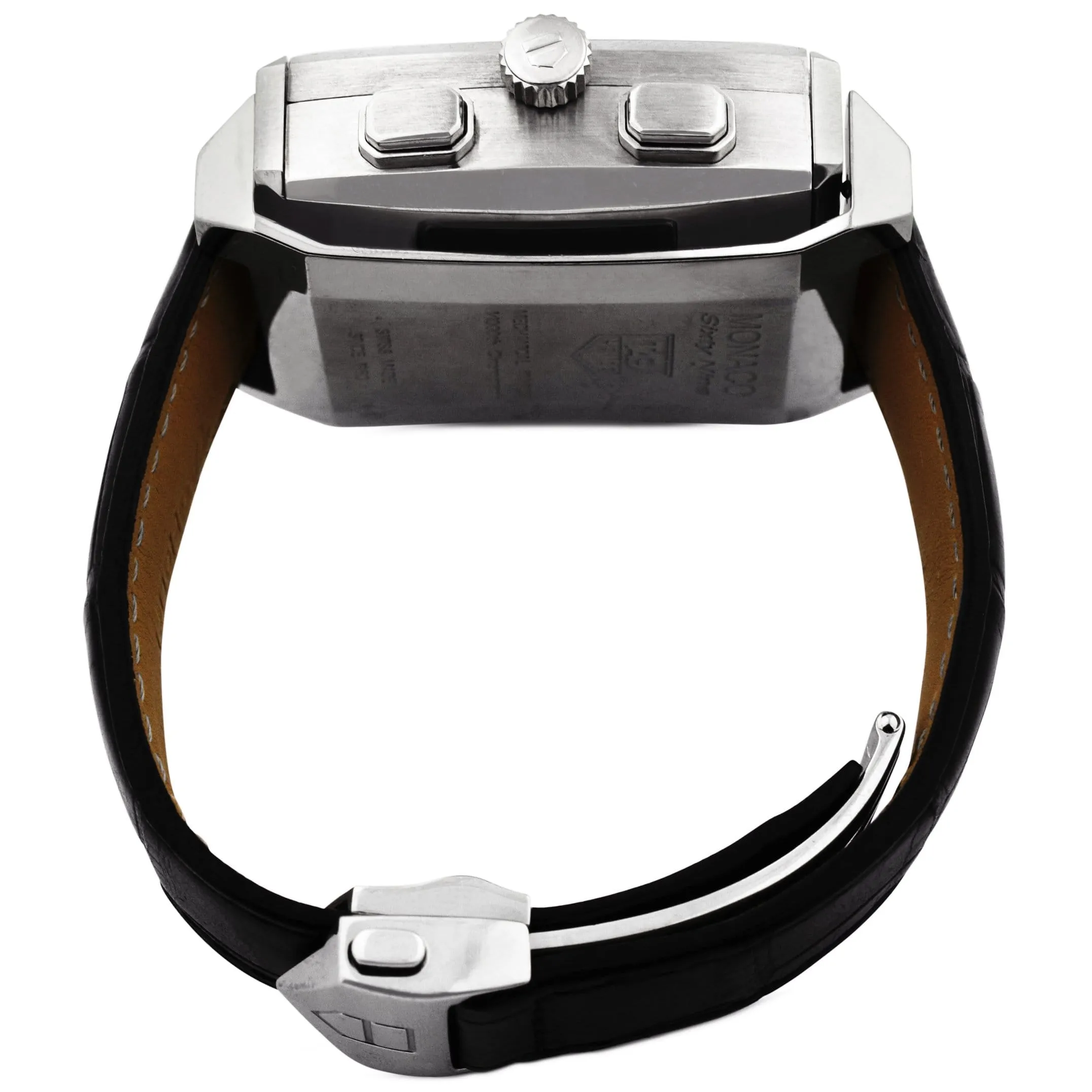 Tag Heuer Men's Monaco Sixty-Nine Stainless Steel 41x39mm Black Stick Dial & Digital Dial Rectangle Watch Reference #: CW9110-0