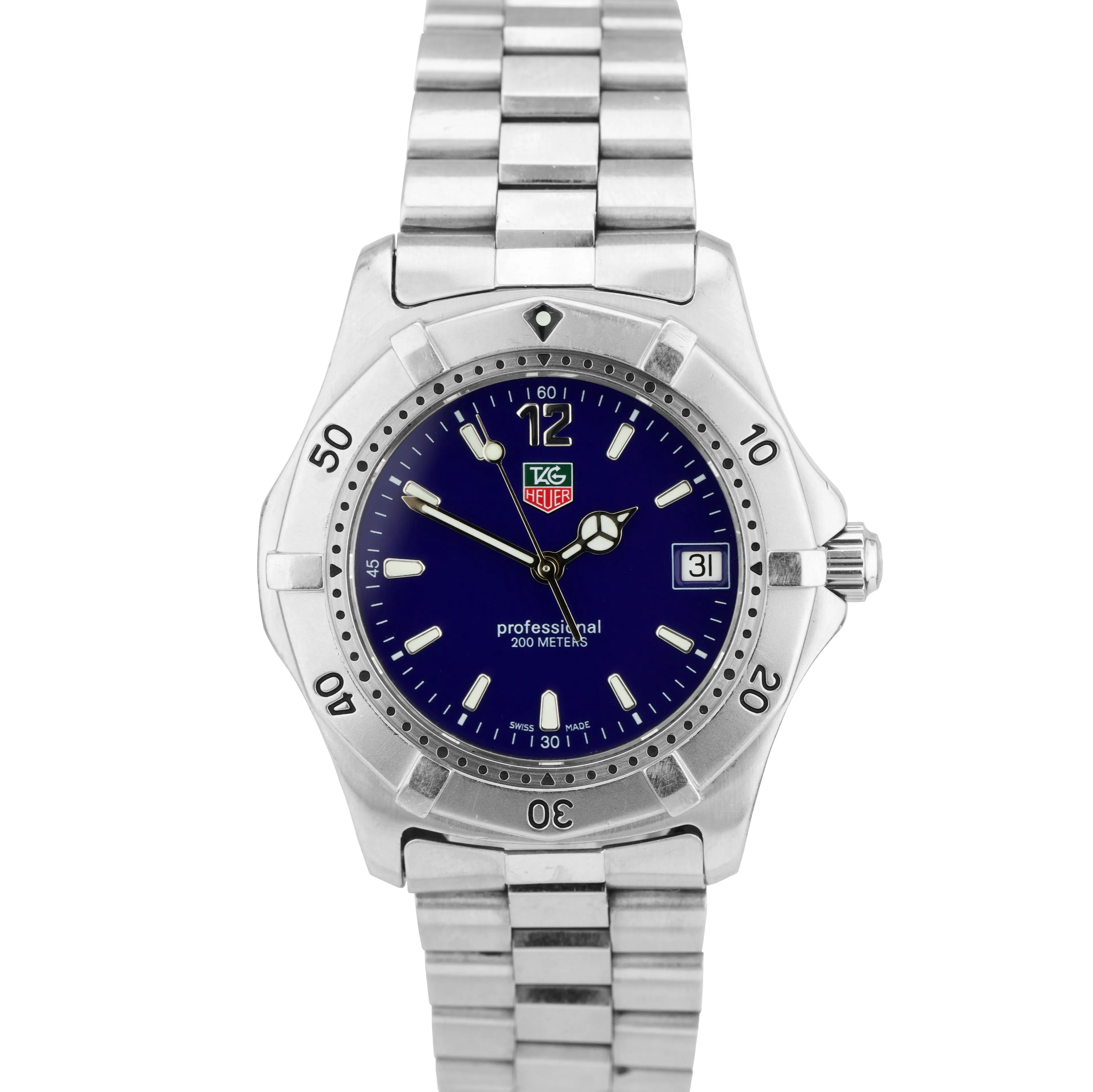 TAG Heuer Professional 200M Blue Stainless Steel 38mm Quartz Date Watch WK1113-0