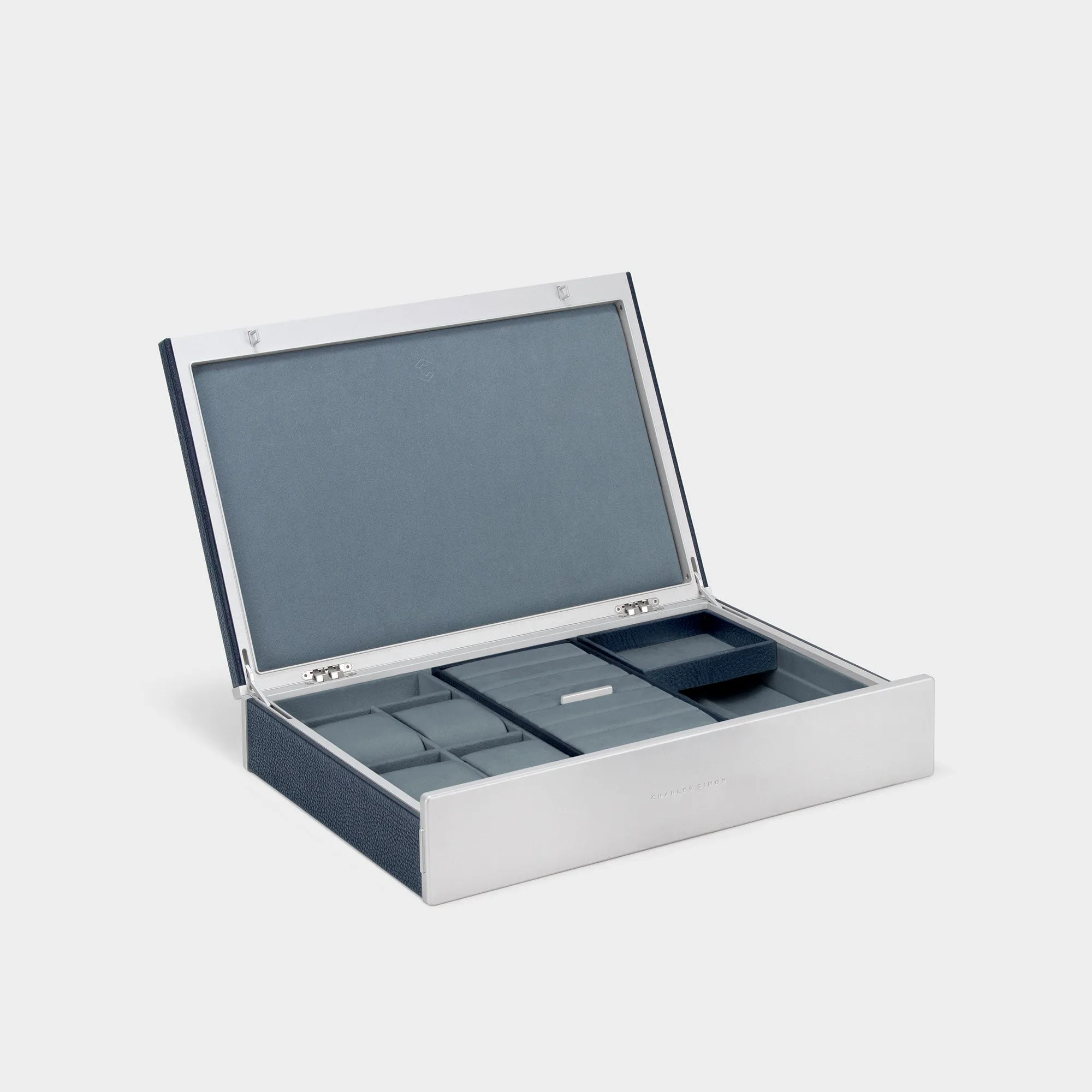 TAYLOR 4 WATCH AND JEWELRY BOX - MARINE / GREY