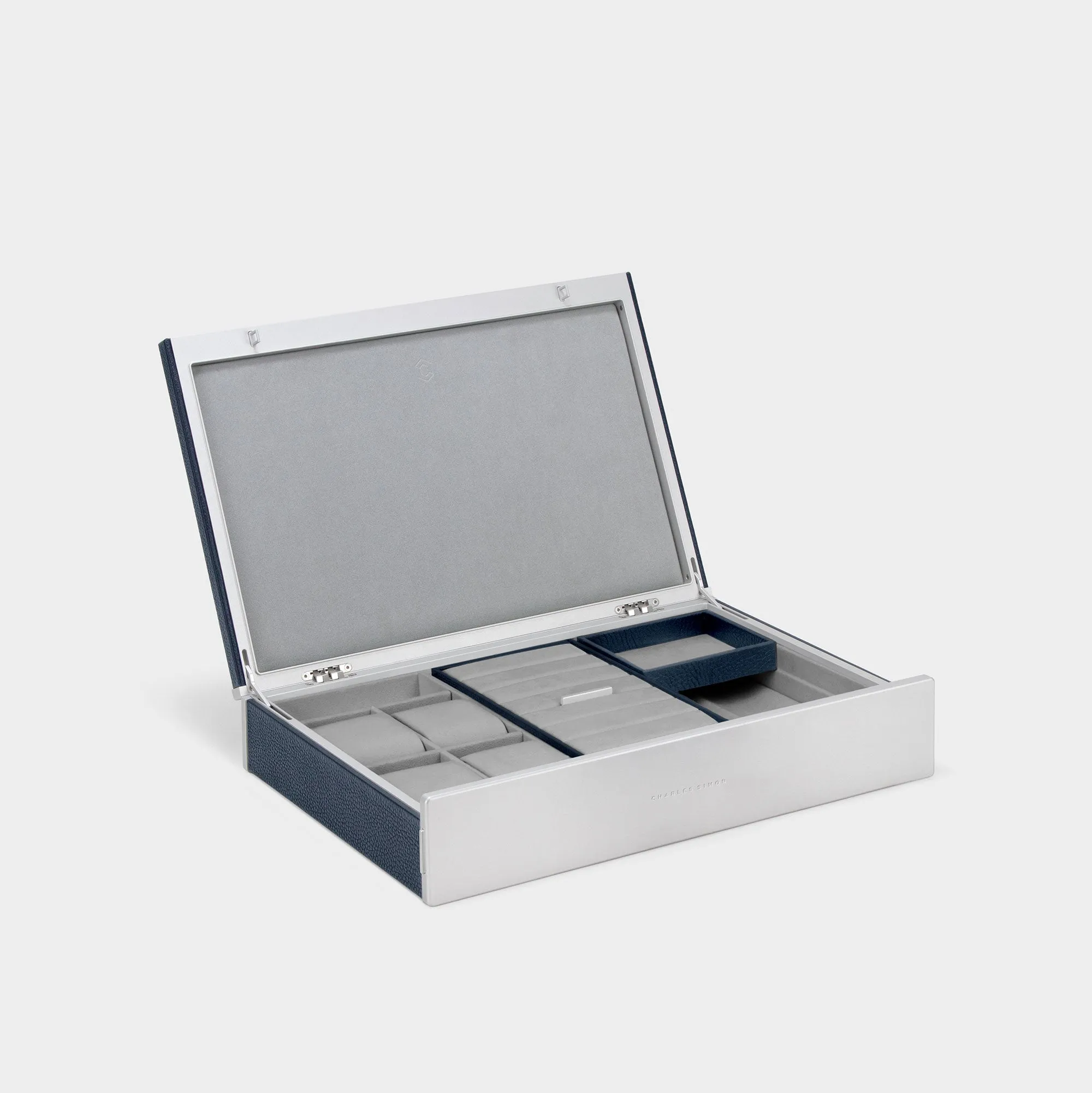 TAYLOR 4 WATCH AND JEWELRY BOX - MARINE / GREY