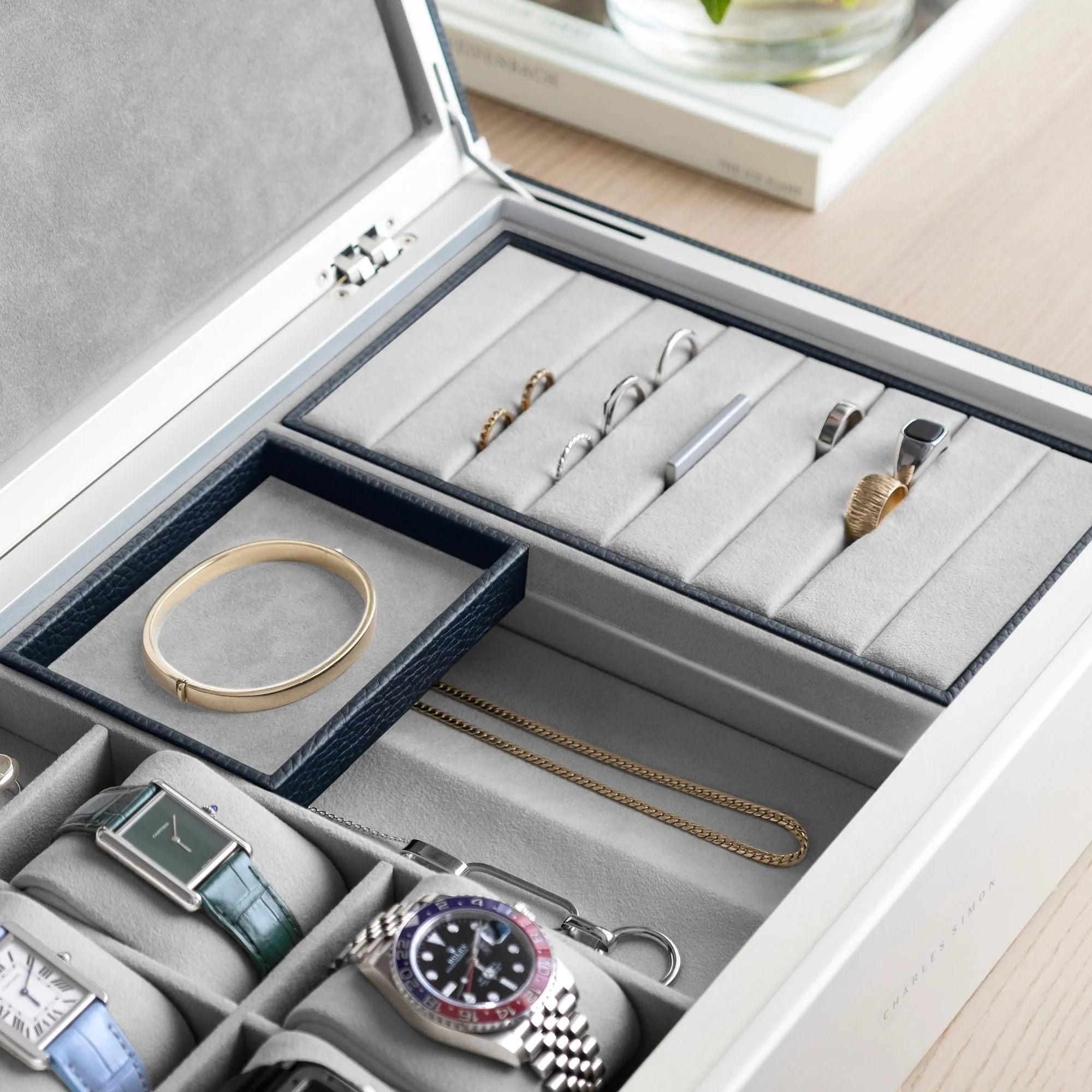 TAYLOR 4 WATCH AND JEWELRY BOX - MARINE / GREY