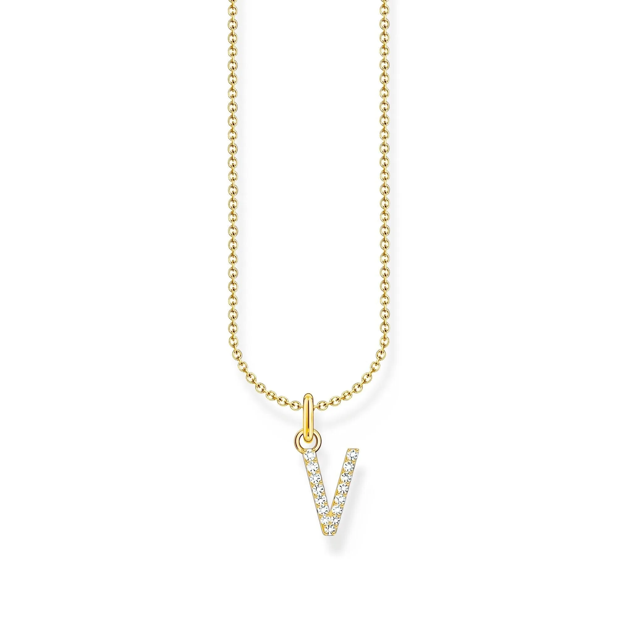 THOMAS SABO Necklace with letter pendant V and white zirconia - gold