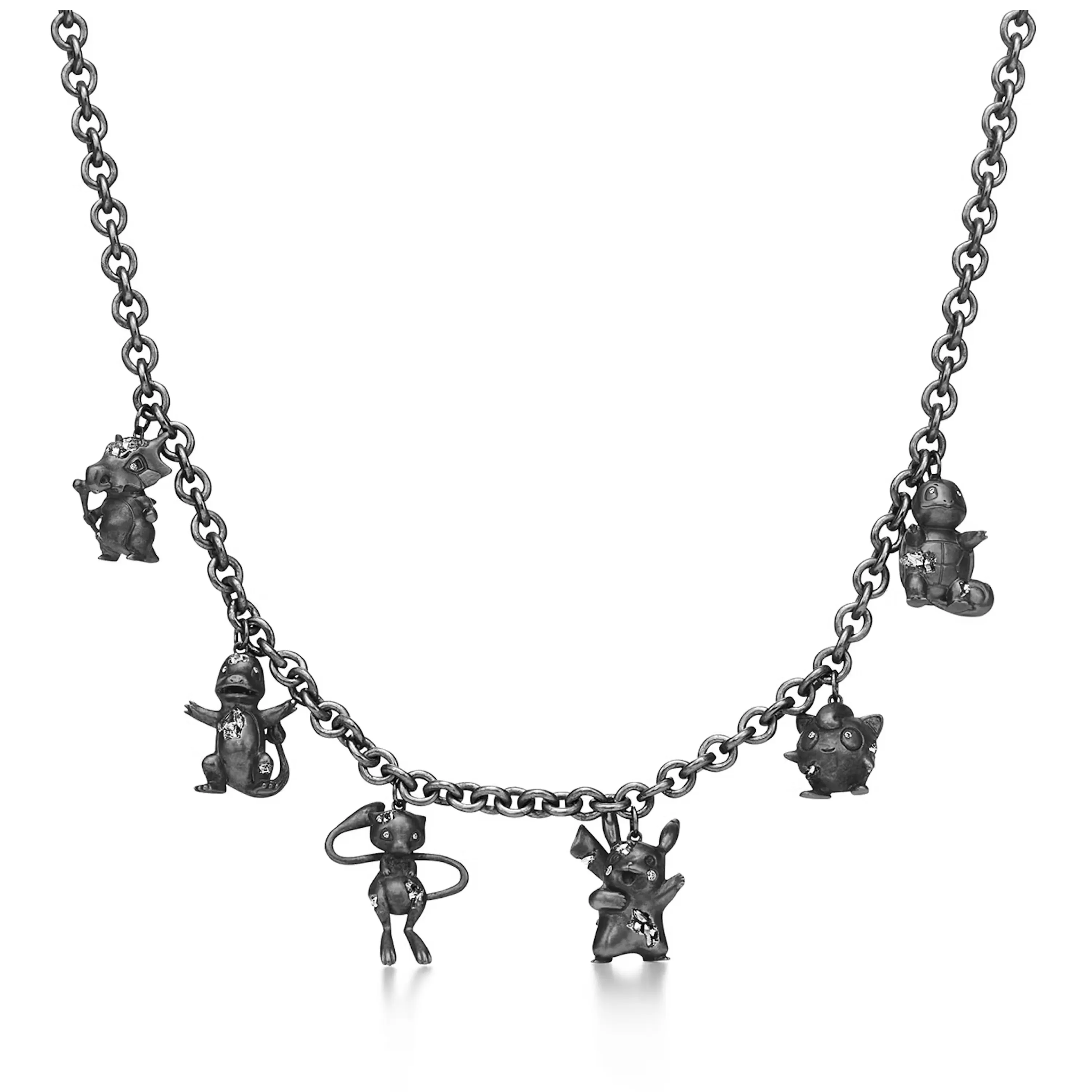 Tiffany & Arsham Studio & Pokémon Station Necklace in Oxidized Sterling Silver with Diamonds