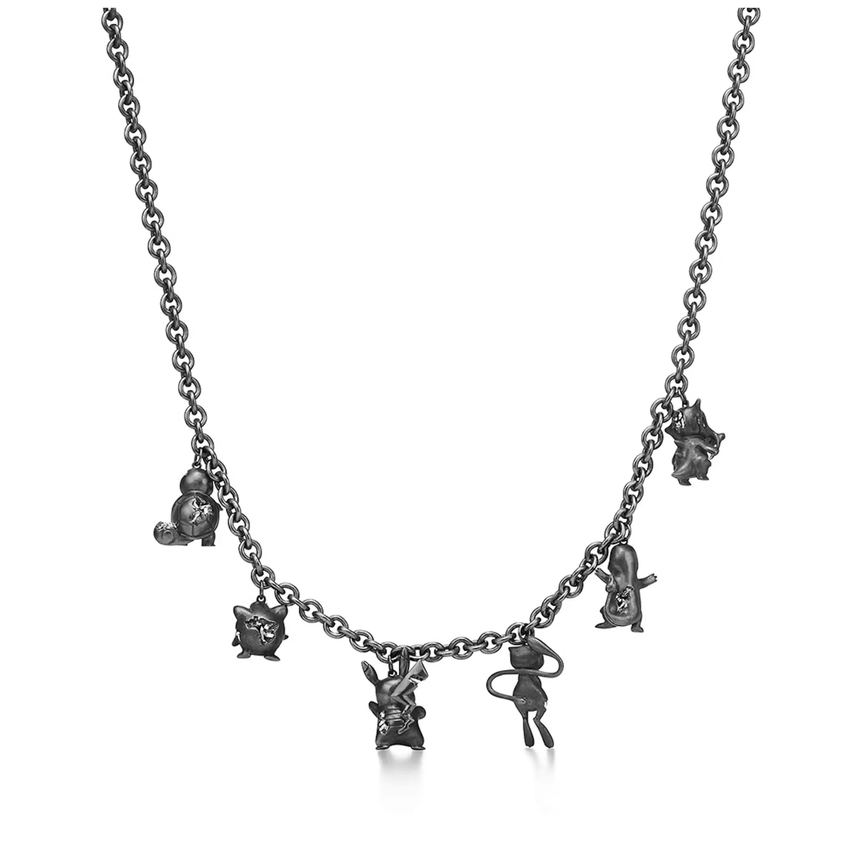 Tiffany & Arsham Studio & Pokémon Station Necklace in Oxidized Sterling Silver with Diamonds