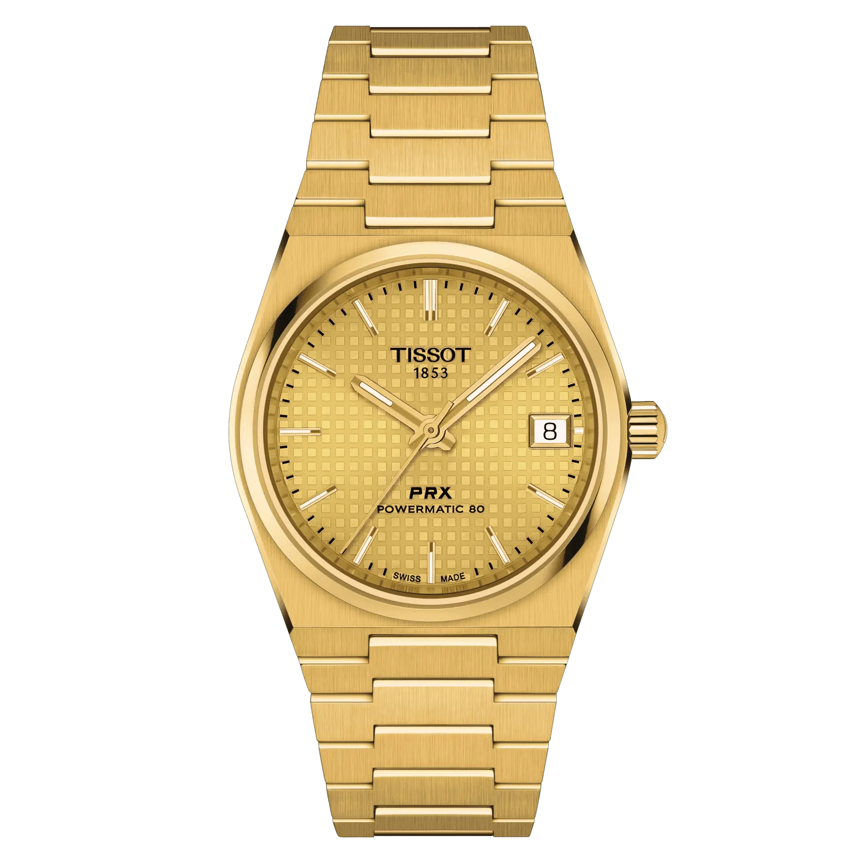 Tissot Clock Prx PowerMitic 80 35mm Champagne Automatic Steel Finish Pvd Gold Gold T137.207.33.021.00