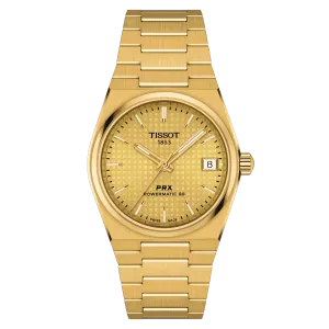 Tissot Clock Prx PowerMitic 80 35mm Champagne Automatic Steel Finish Pvd Gold Gold T137.207.33.021.00