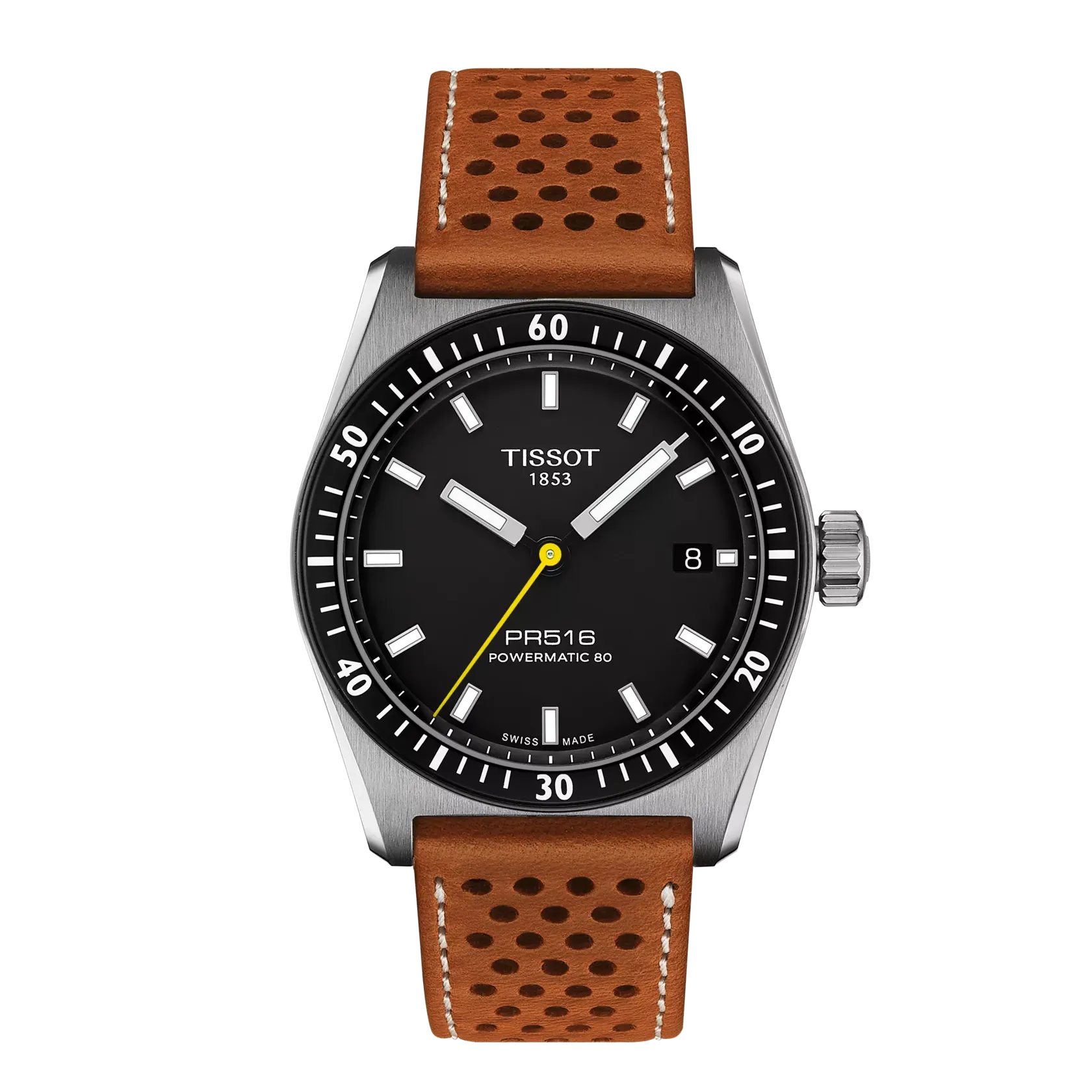 Tissot PR516 Powermatic 80 38mm Light Brown Strap Men's Watch T1494071605100