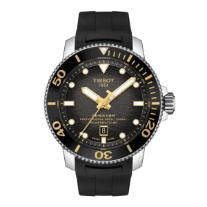 Tissot Seastar 2000 Professional Powermatic 80 Mens Stainless Steel Black Dial Rubber Strap Watch