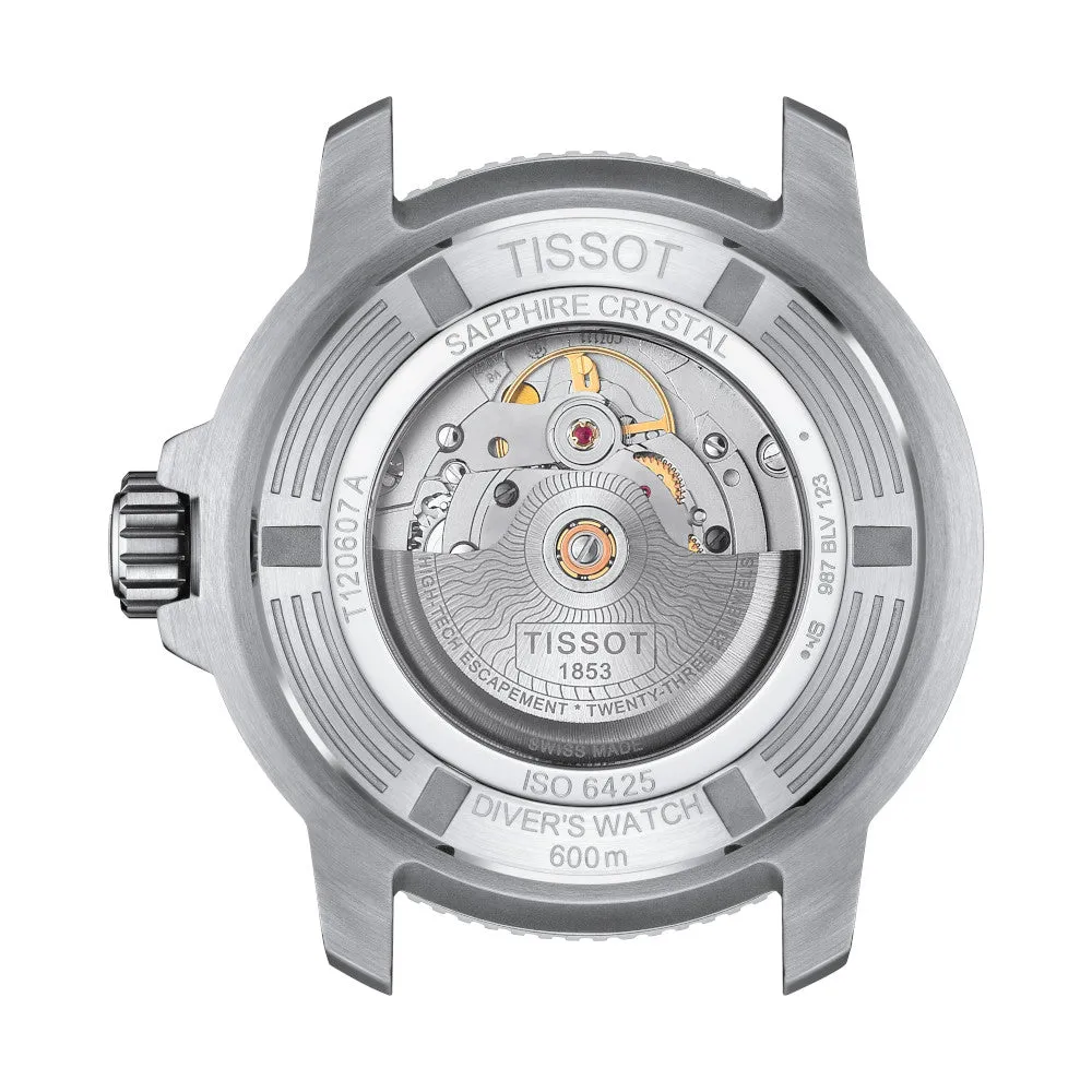 Tissot Seastar 2000 Professional Powermatic 80 Mens Stainless Steel Black Dial Rubber Strap Watch