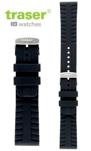 Traser Wave Silicone Dive Strap with Signature Buckle, 22mm, T45, 105672