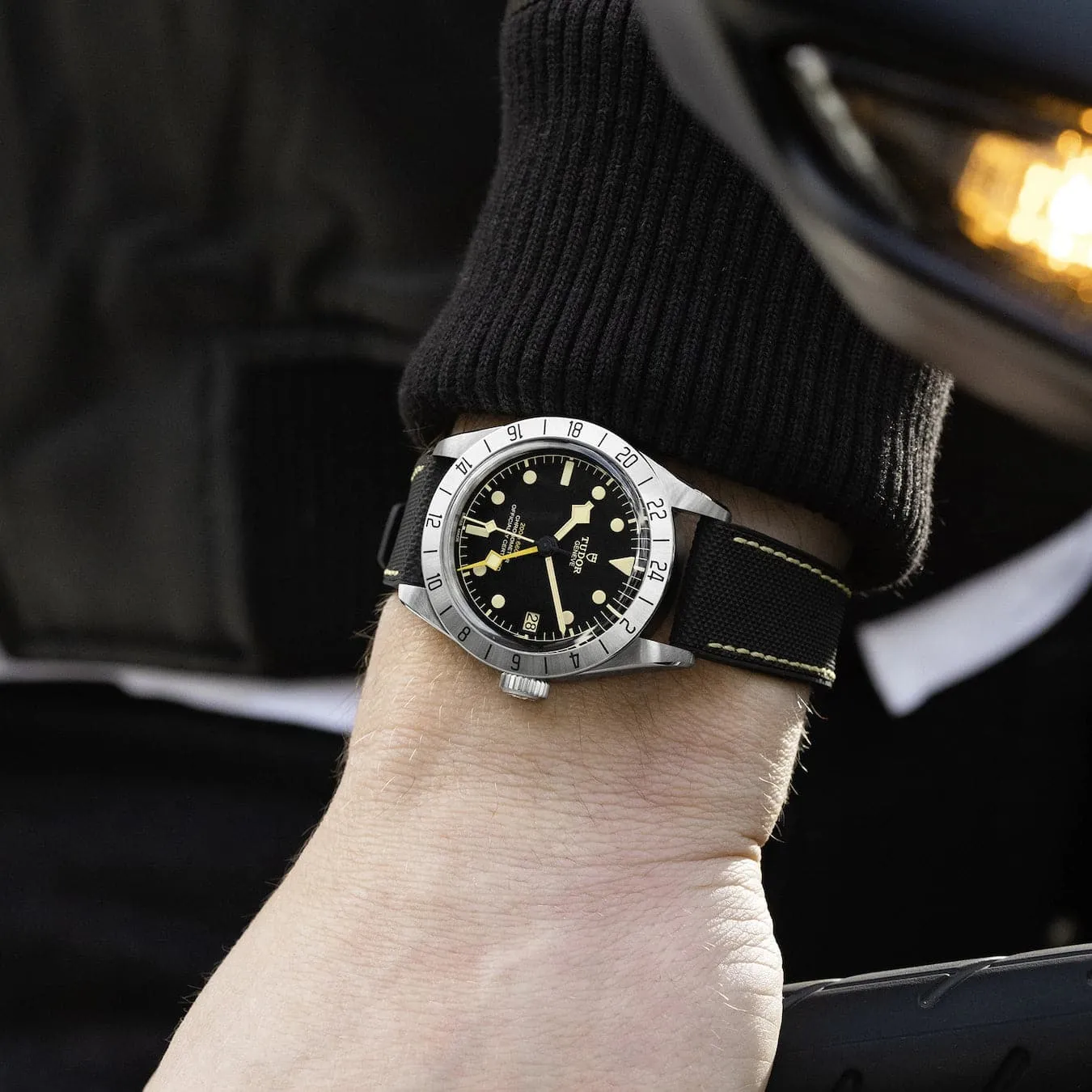 TUDOR Black Bay Pro 39mm Case, Black Dial, Hybrid Rubber and Leather Bracelet (M79470-0003)