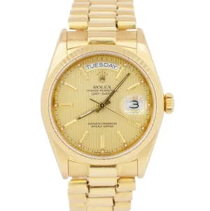UNDATED Rolex Day-Date President Champagne Tapestry 36mm Watch 18038 PAPERS