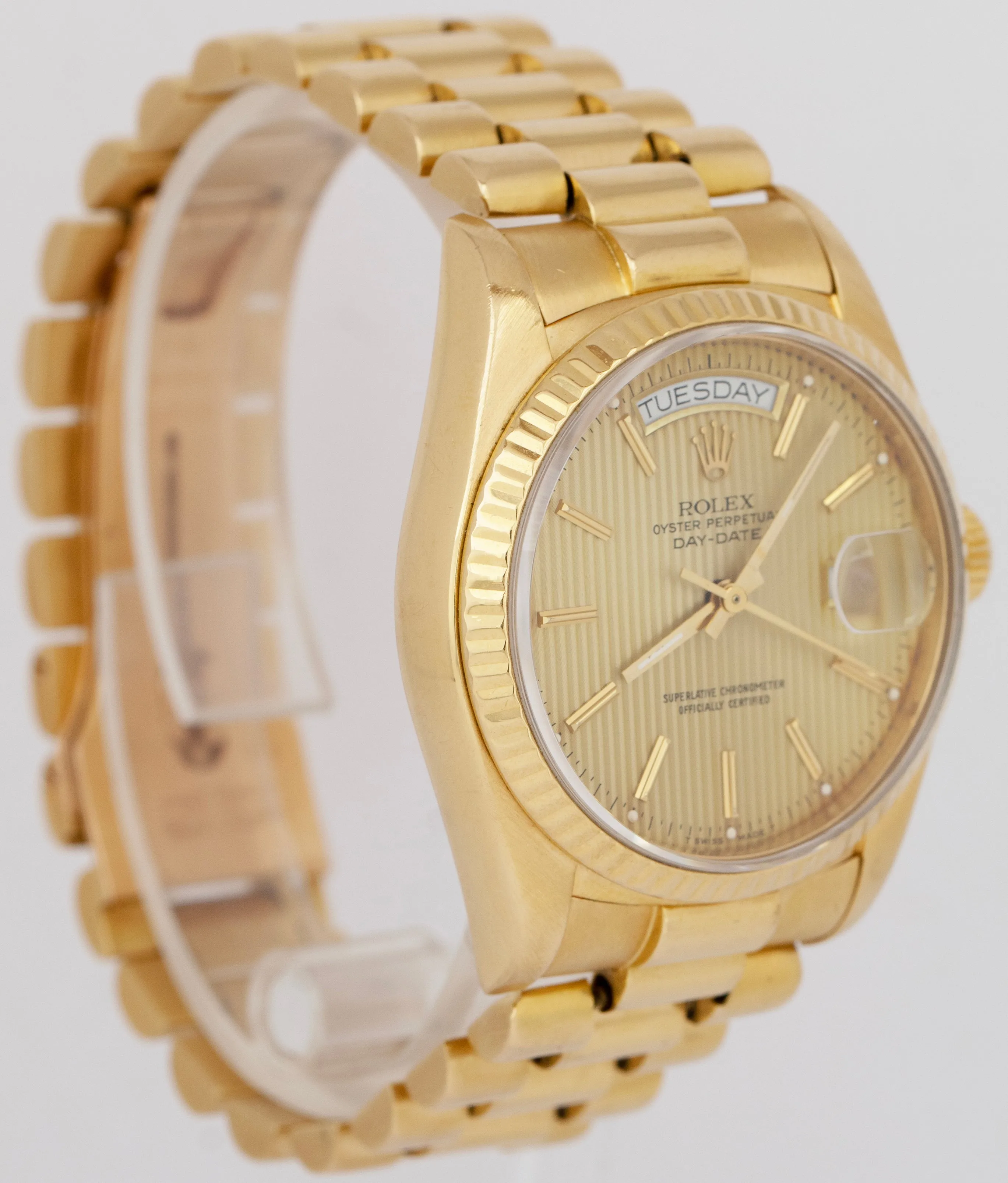 UNDATED Rolex Day-Date President Champagne Tapestry 36mm Watch 18038 PAPERS