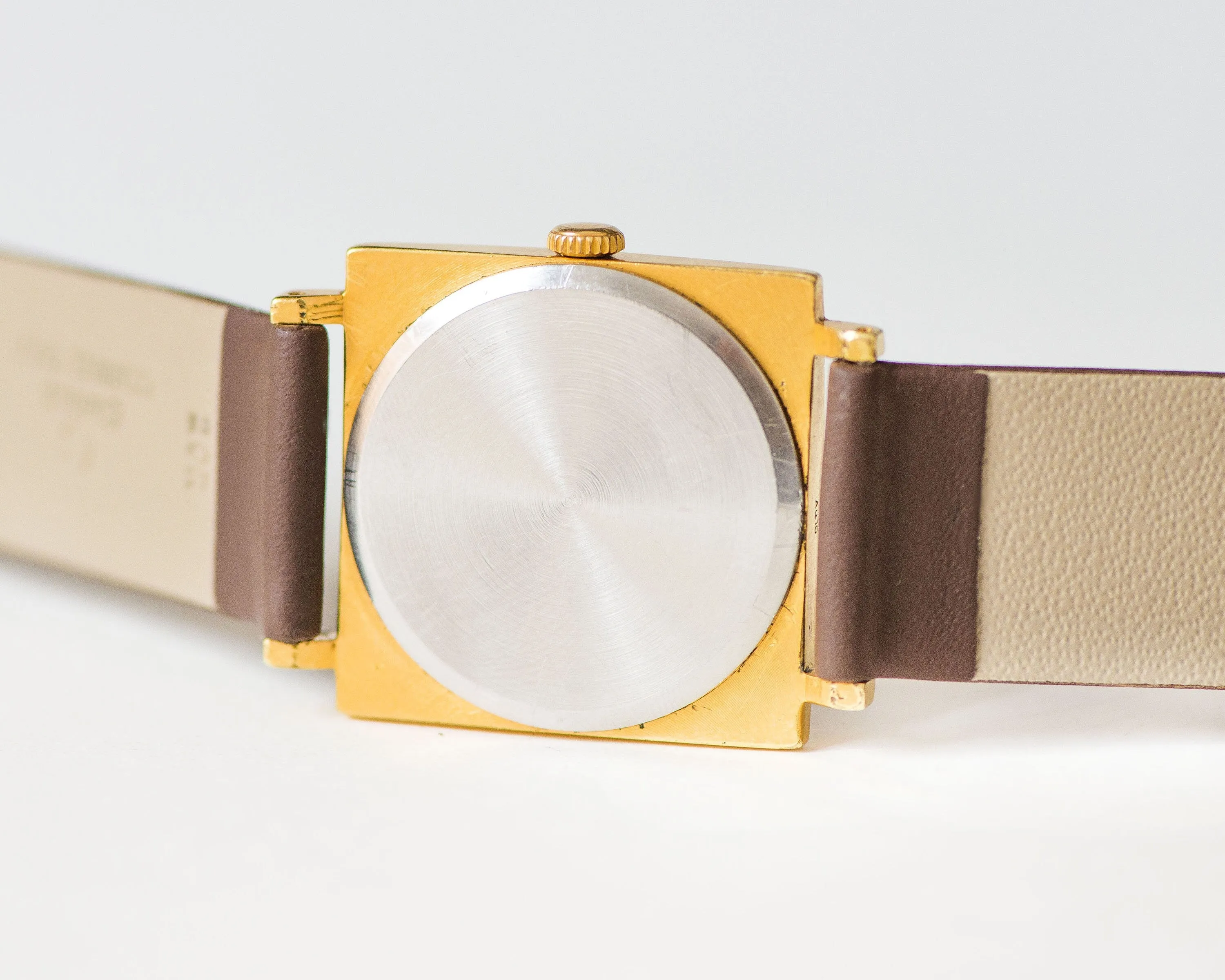 Unisex square watch sunburst case Dawn, gold plated tomboy watch, boyfriend's watch minimalist unique gift men, new genuine leather strap