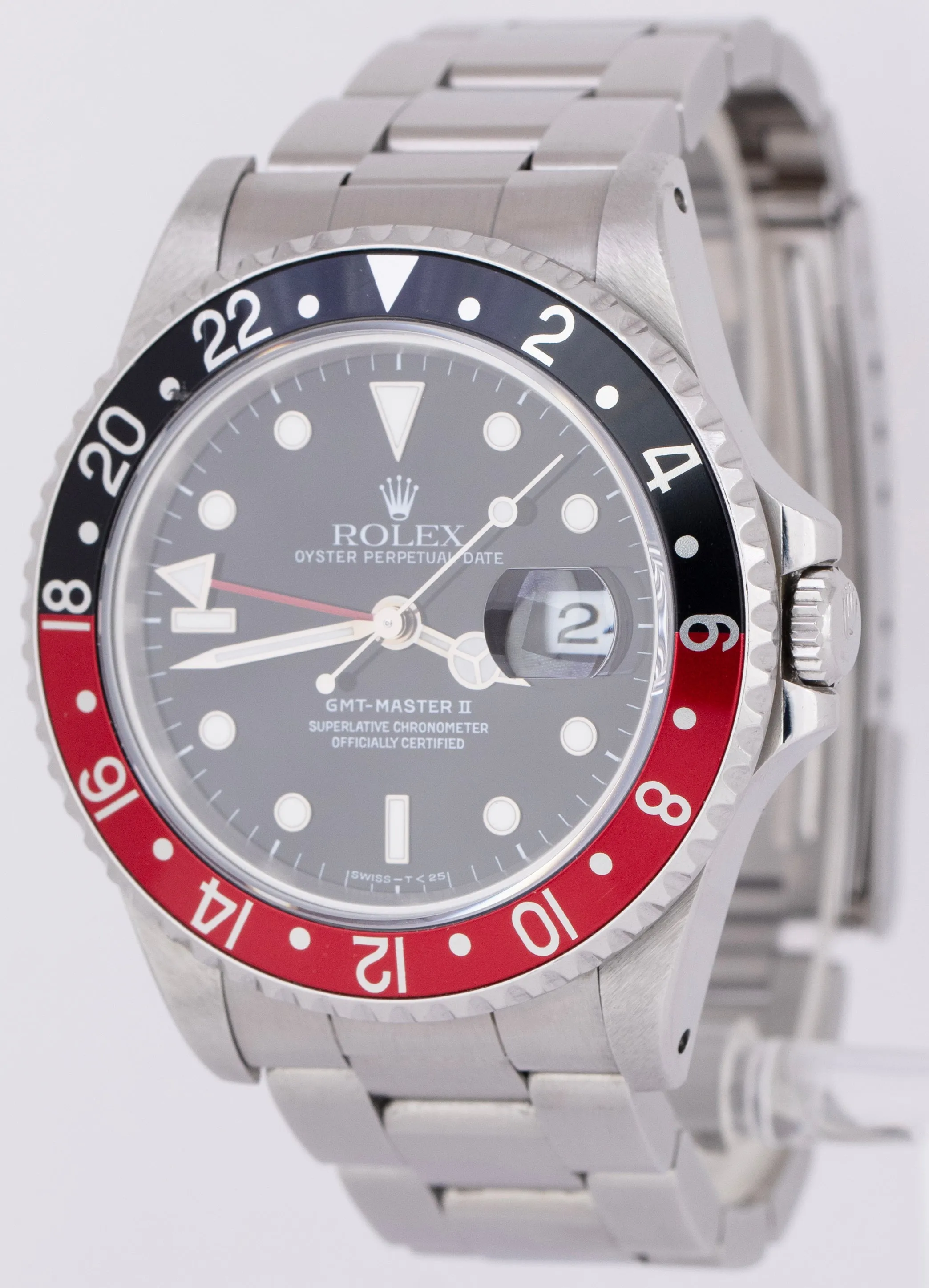 UNPOL. 1991 Rolex GMT-Master II COKE Red Black 40mm Steel Watch Date 16710 B P