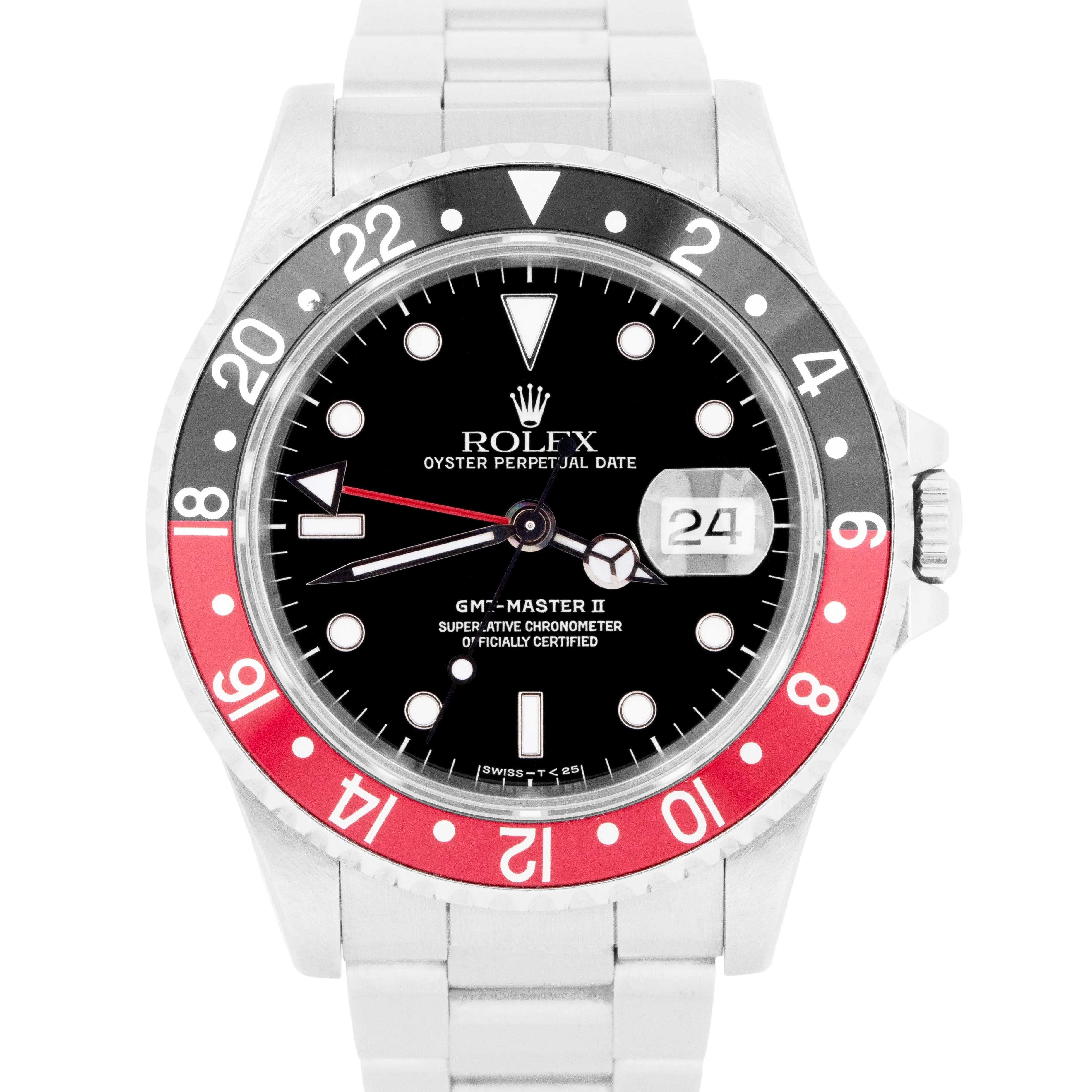 UNPOL. 1991 Rolex GMT-Master II COKE Red Black 40mm Steel Watch Date 16710 B P