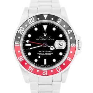 UNPOL. 1991 Rolex GMT-Master II COKE Red Black 40mm Steel Watch Date 16710 B P