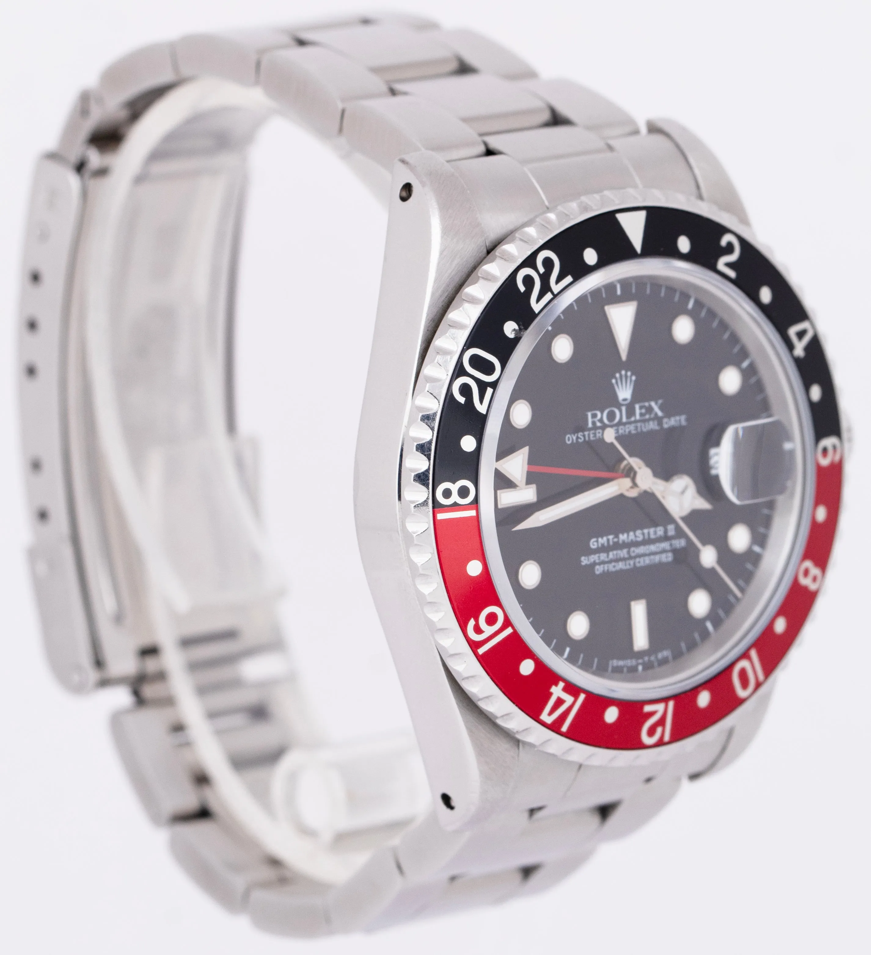 UNPOL. 1991 Rolex GMT-Master II COKE Red Black 40mm Steel Watch Date 16710 B P