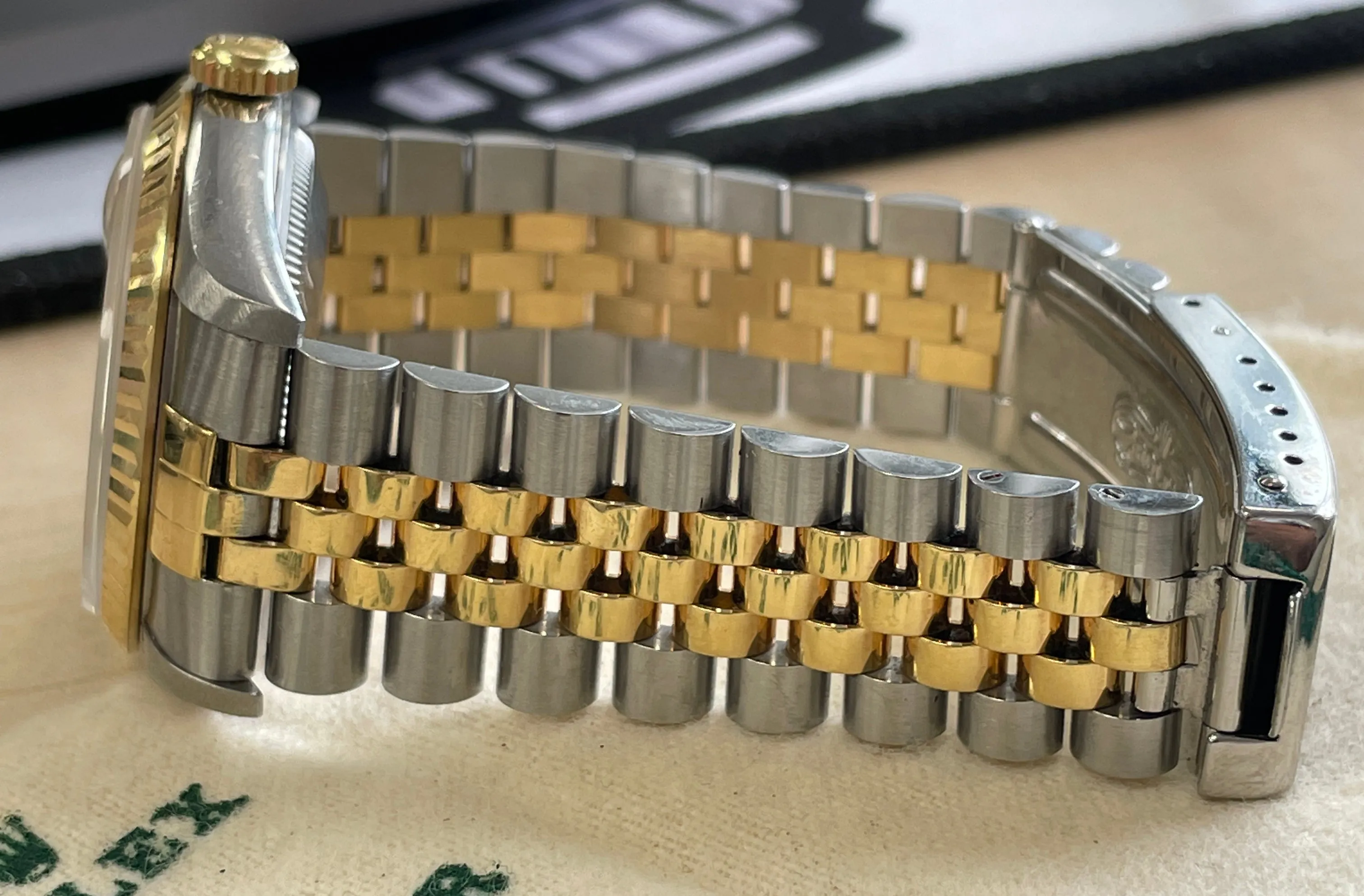 UNPOLISHED Rolex DateJust 36mm 18K Gold Steel Champagne Automatic Watch 16233 BP