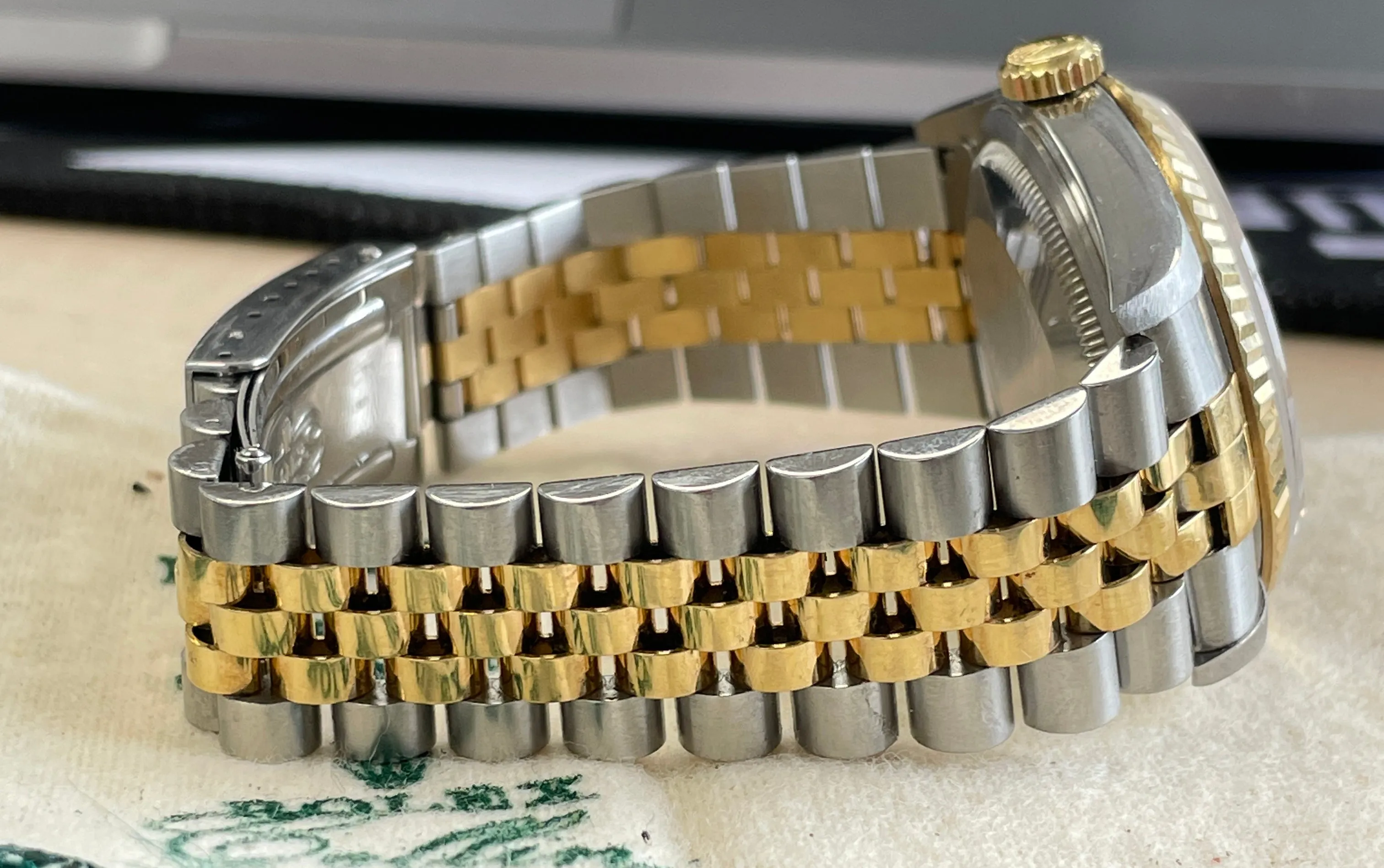 UNPOLISHED Rolex DateJust 36mm 18K Gold Steel Champagne Automatic Watch 16233 BP