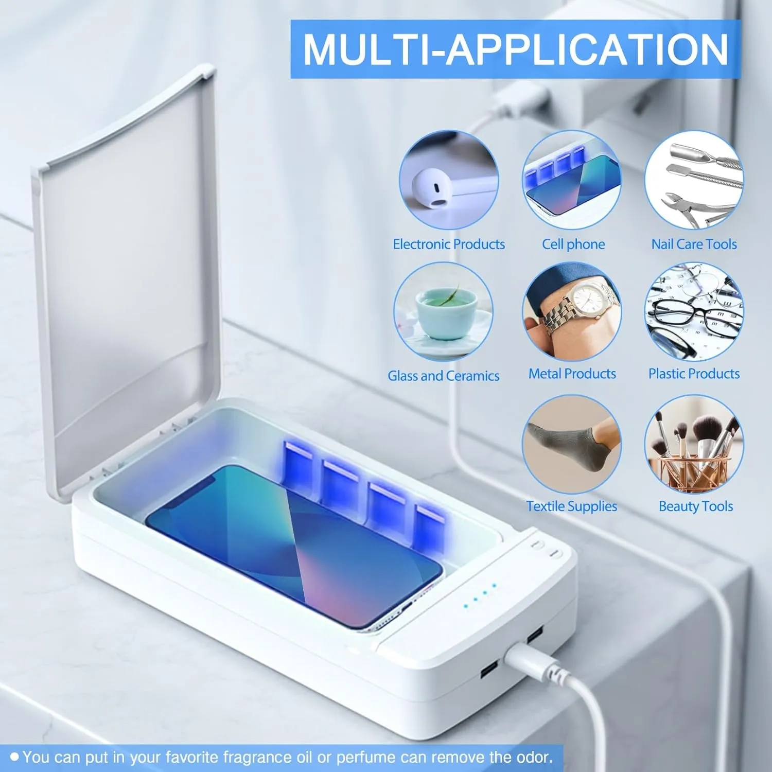 UV Nail Tool Cleaner Box - Nails Tips Art Portable USB Nail Machine, Plastic Cleaner Tool for Nail, Salon, Tweezers, Jewelry, Phone, Nail Tech Supplies, Nail Tech Must Haves