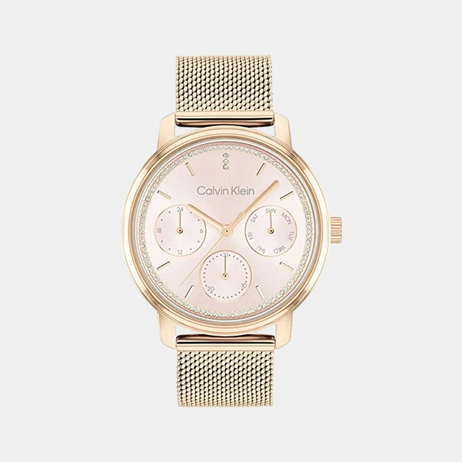 Women Quartz Rose Gold Dial Stainless Steel Multi-Function Watch 25200179
