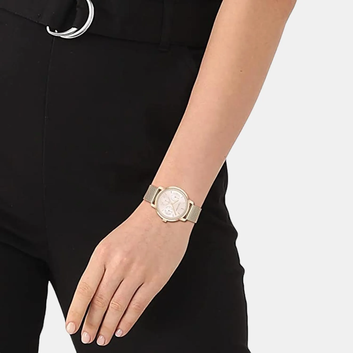 Women Quartz Rose Gold Dial Stainless Steel Multi-Function Watch 25200179